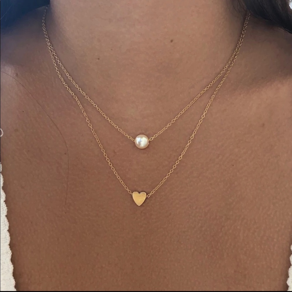 New Bohemia Simple Fashion Imitation Pearl Love Heart Necklace